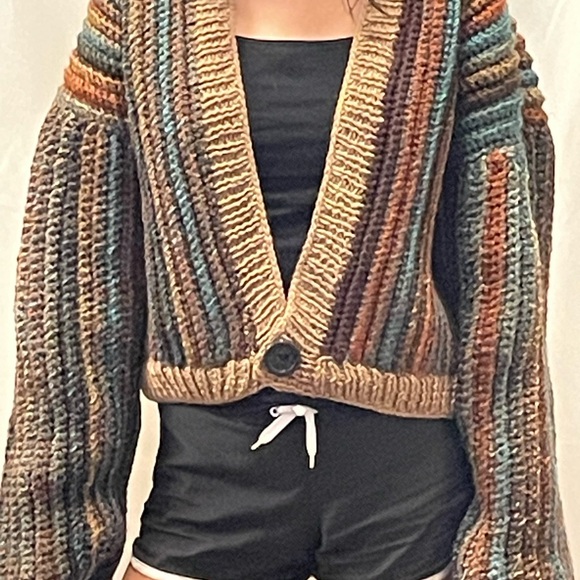 Striped Multicolor Knit Cardigan Sweater - Picture 7 of 7